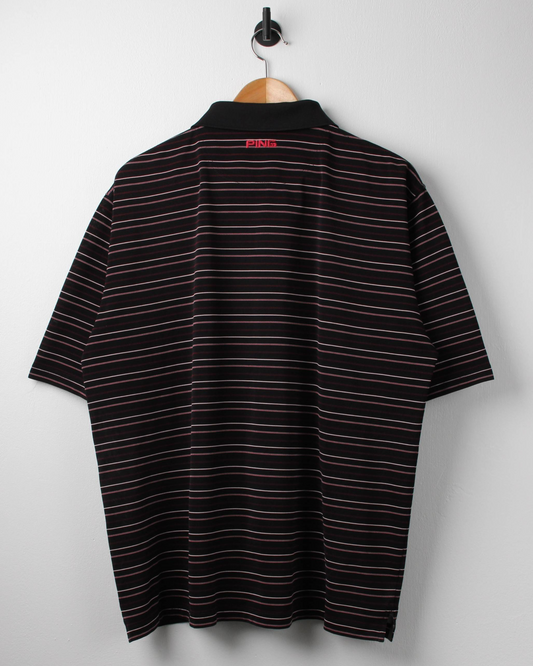 Modern Ping Black/Pink Striped Polo (L)