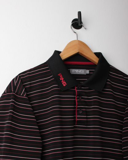 Modern Ping Black/Pink Striped Polo (L)
