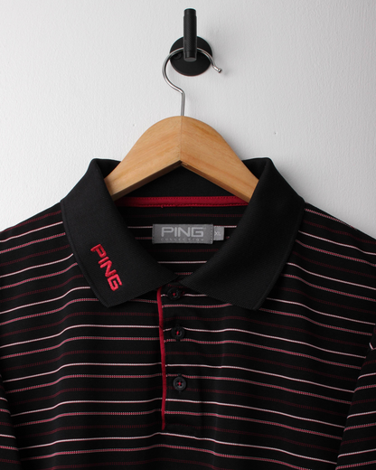 Modern Ping Black/Pink Striped Polo (L)