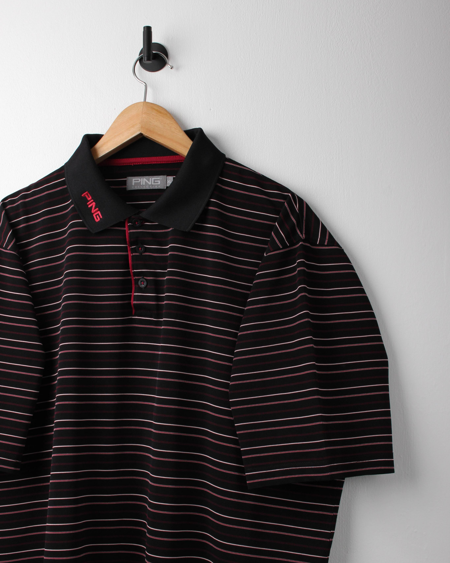 Modern Ping Black/Pink Striped Polo (L)