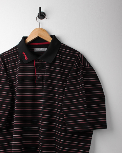Modern Ping Black/Pink Striped Polo (L)