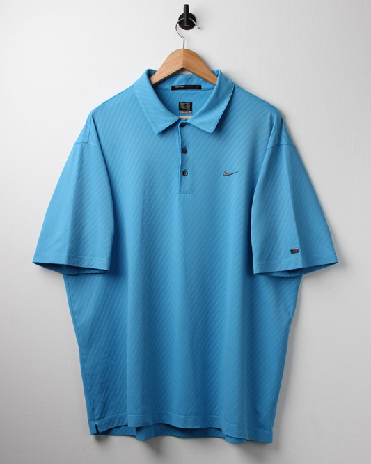 00s Nike Tiger Woods Light Blue Textured Polo-Shirt (XL)
