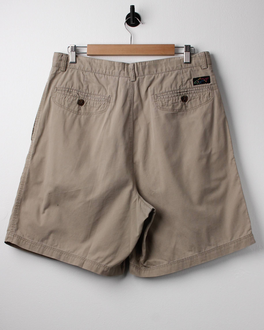 90s Greg Norman Beige Pleated Golf Shorts (34W)