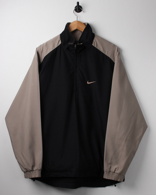 00s Nike Black/Beige Quarter Zip Jacket (XL)