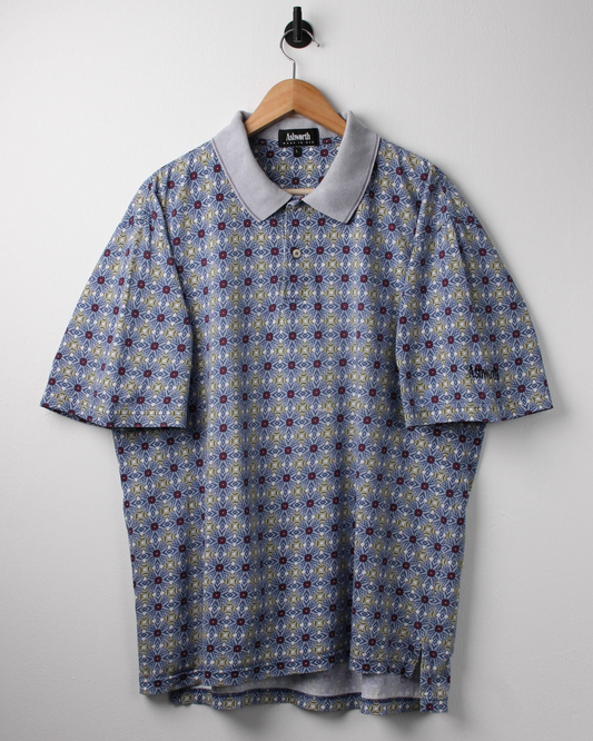 90s Ashworth Multi-Coloured Abstract Polo-Shirt (XL)