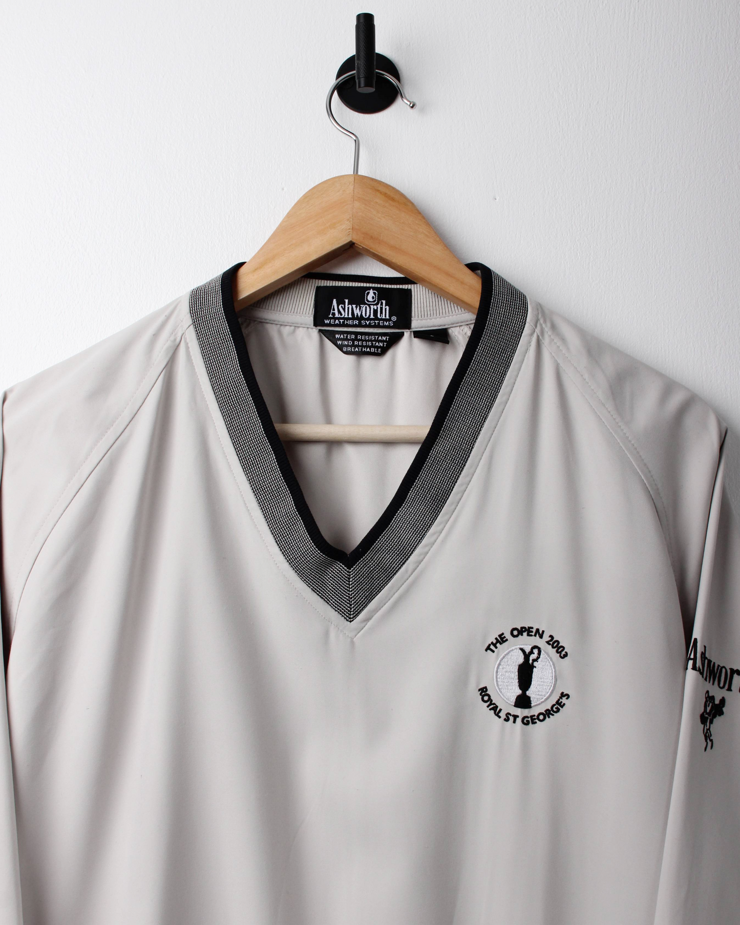 2003 Open Championship Ashworth Cream V-Neck Windbreaker (M)