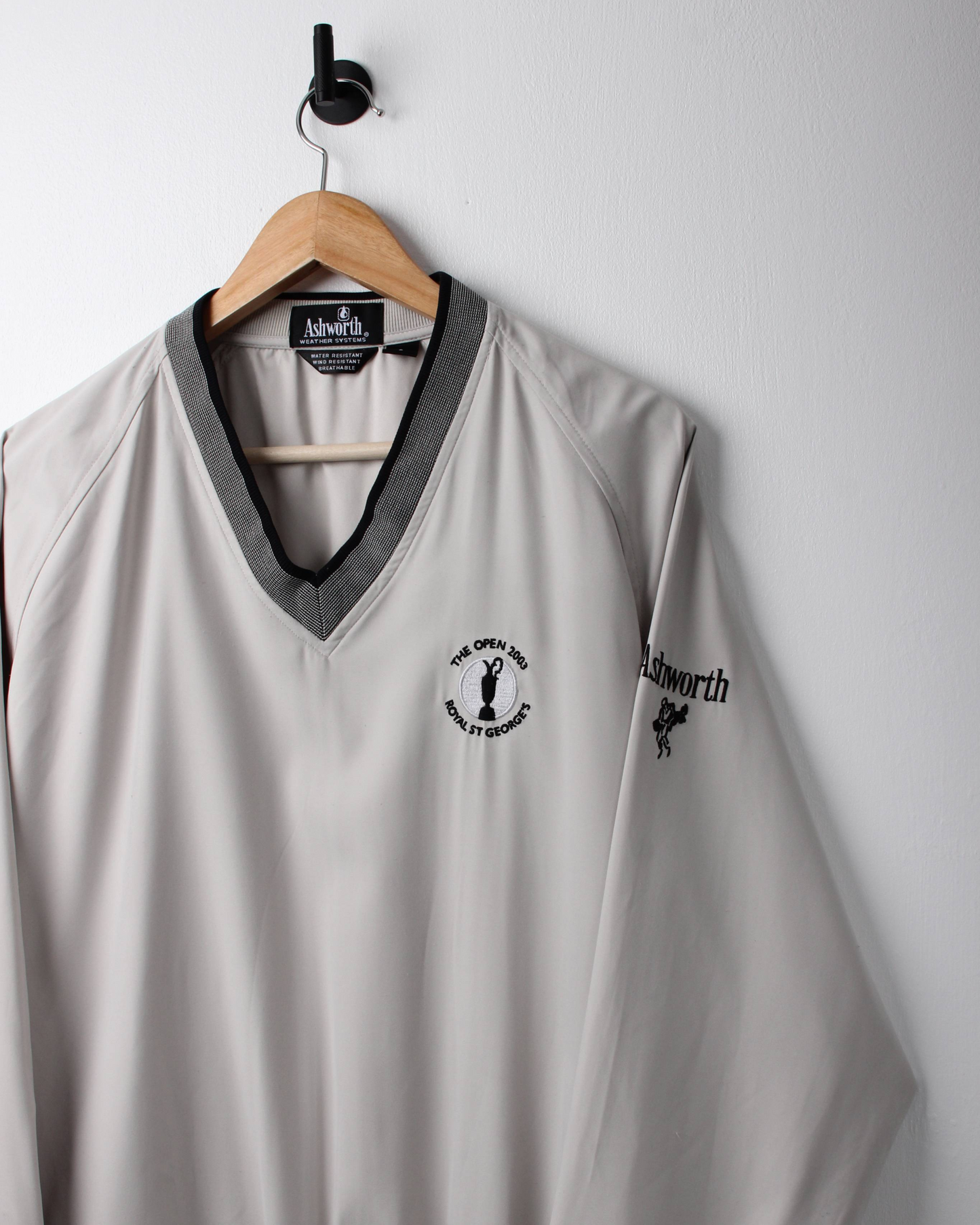 2003 Open Championship Ashworth Cream V-Neck Windbreaker (M)