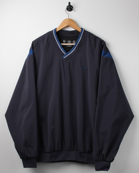 00s Nike Navy/Blue V-Neck Windbreaker (XL)