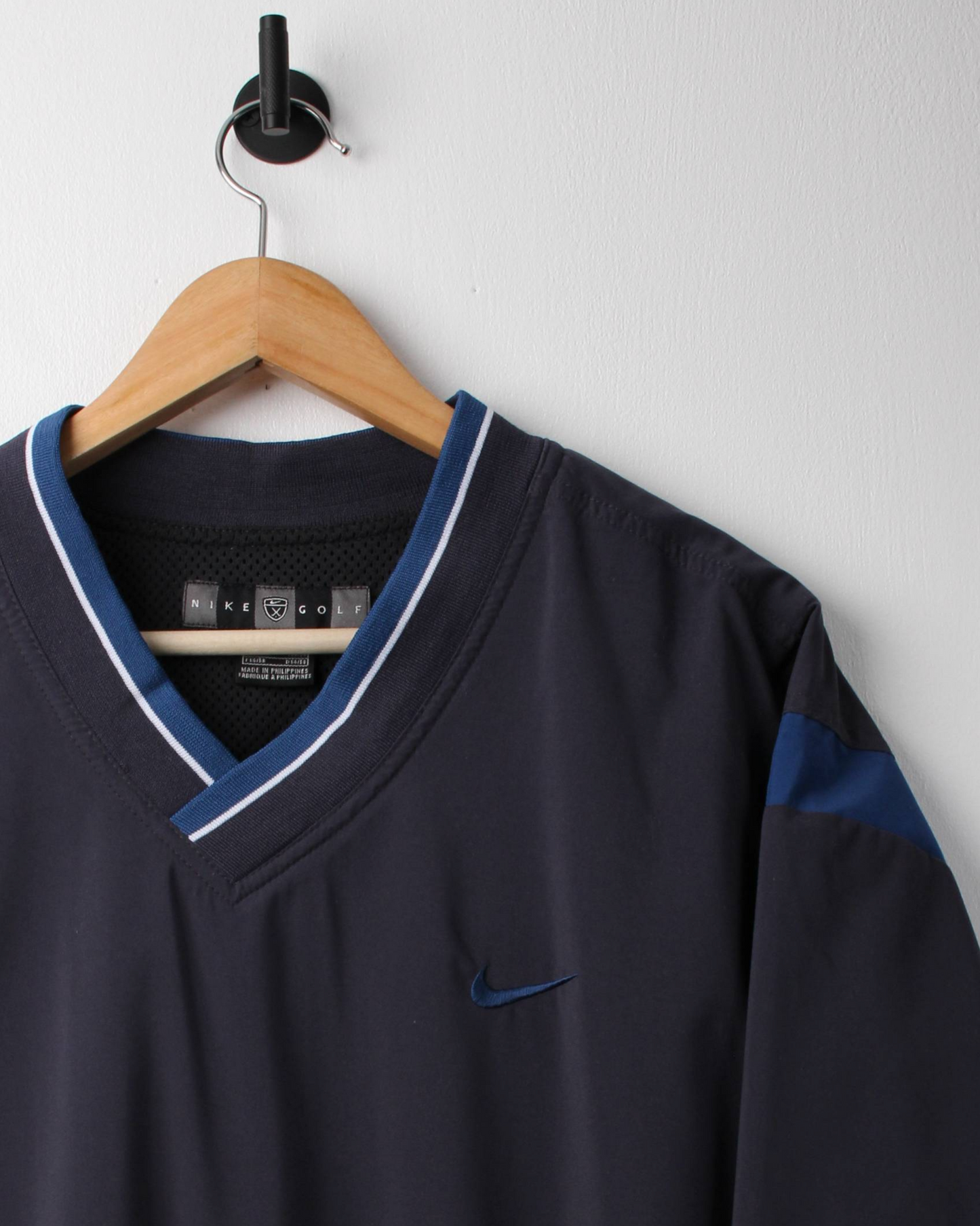 00s Nike Navy/Blue V-Neck Windbreaker (XL)