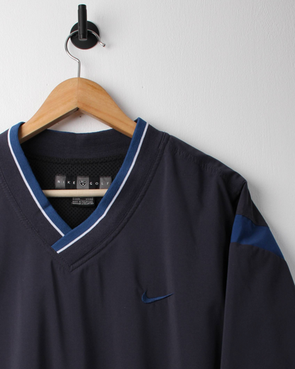 00s Nike Navy/Blue V-Neck Windbreaker (XL)
