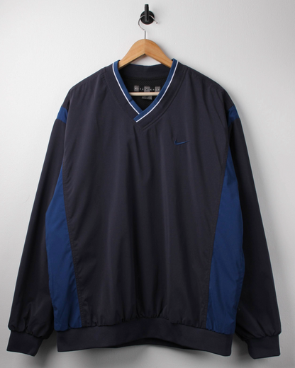 00s Nike Navy/Blue V-Neck Windbreaker (XL)