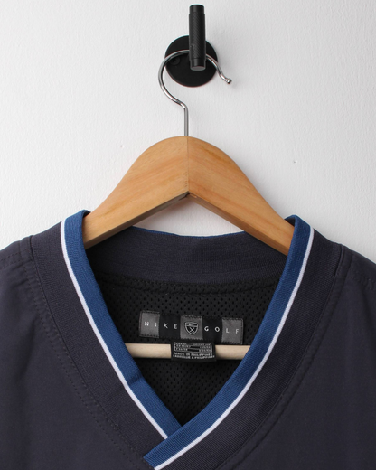 00s Nike Navy/Blue V-Neck Windbreaker (XL)
