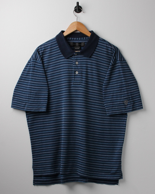 00s Nike Shield Logo Blue Patterned Polo-Shirt (M)