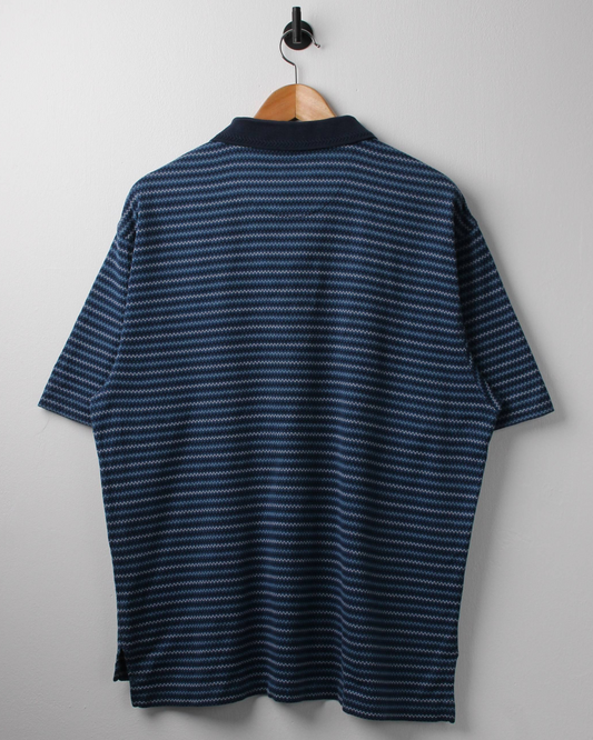 00s Nike Shield Logo Blue Patterned Polo-Shirt (M)