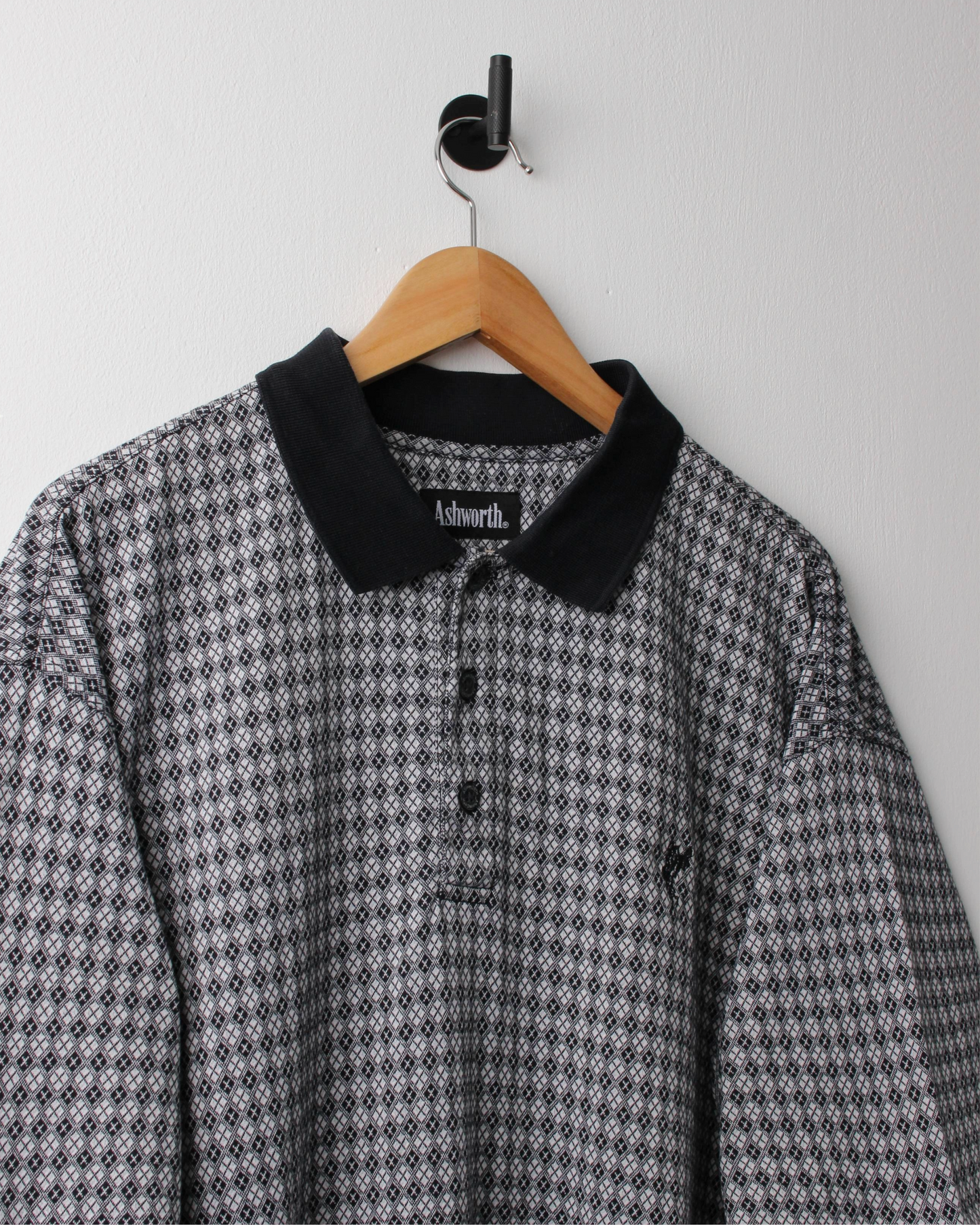 90s Ashworth Black & White Abstract Pattern Polo (XXL)