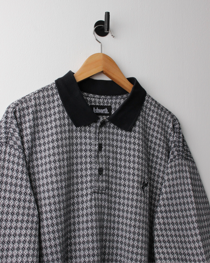 90s Ashworth Black & White Abstract Pattern Polo (XXL)