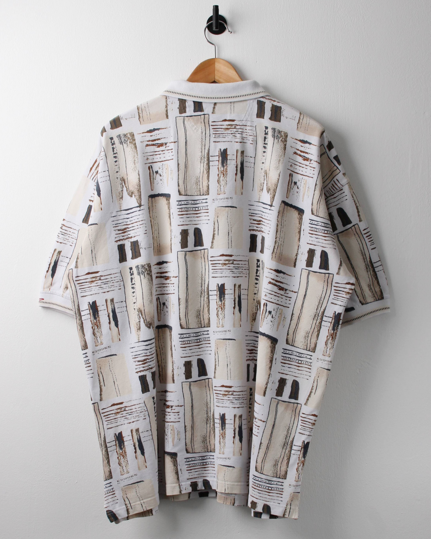90s Greg Norman White & Beige Abstract Polo (XXL)