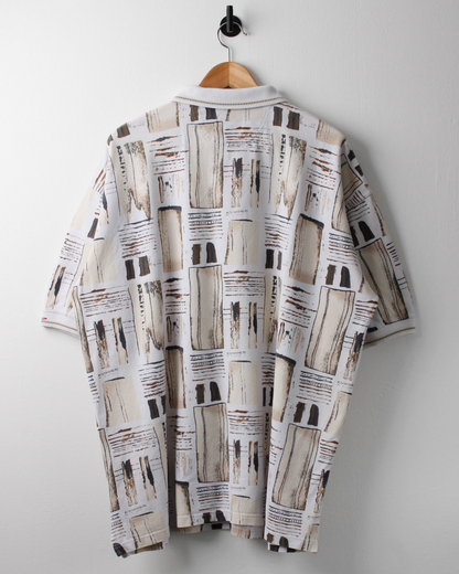 90s Greg Norman White & Beige Abstract Polo (XXL)