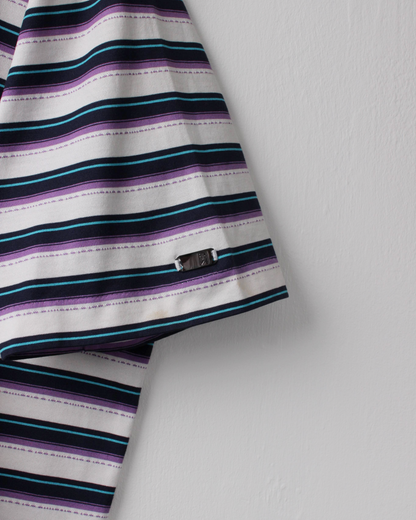 00s Nike Tiger Woods White, Navy & Purple Striped Polo (L)
