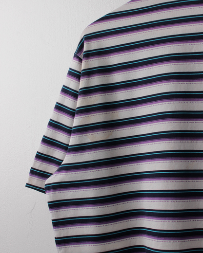 00s Nike Tiger Woods White, Navy & Purple Striped Polo (L)