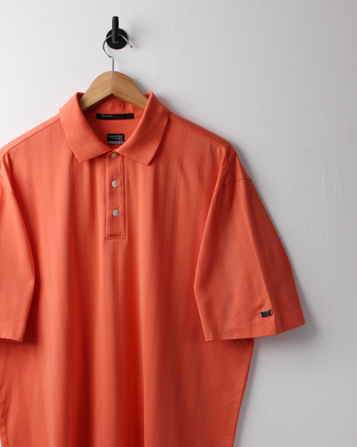00s Nike Tiger Woods Peach Textured Polo (L)