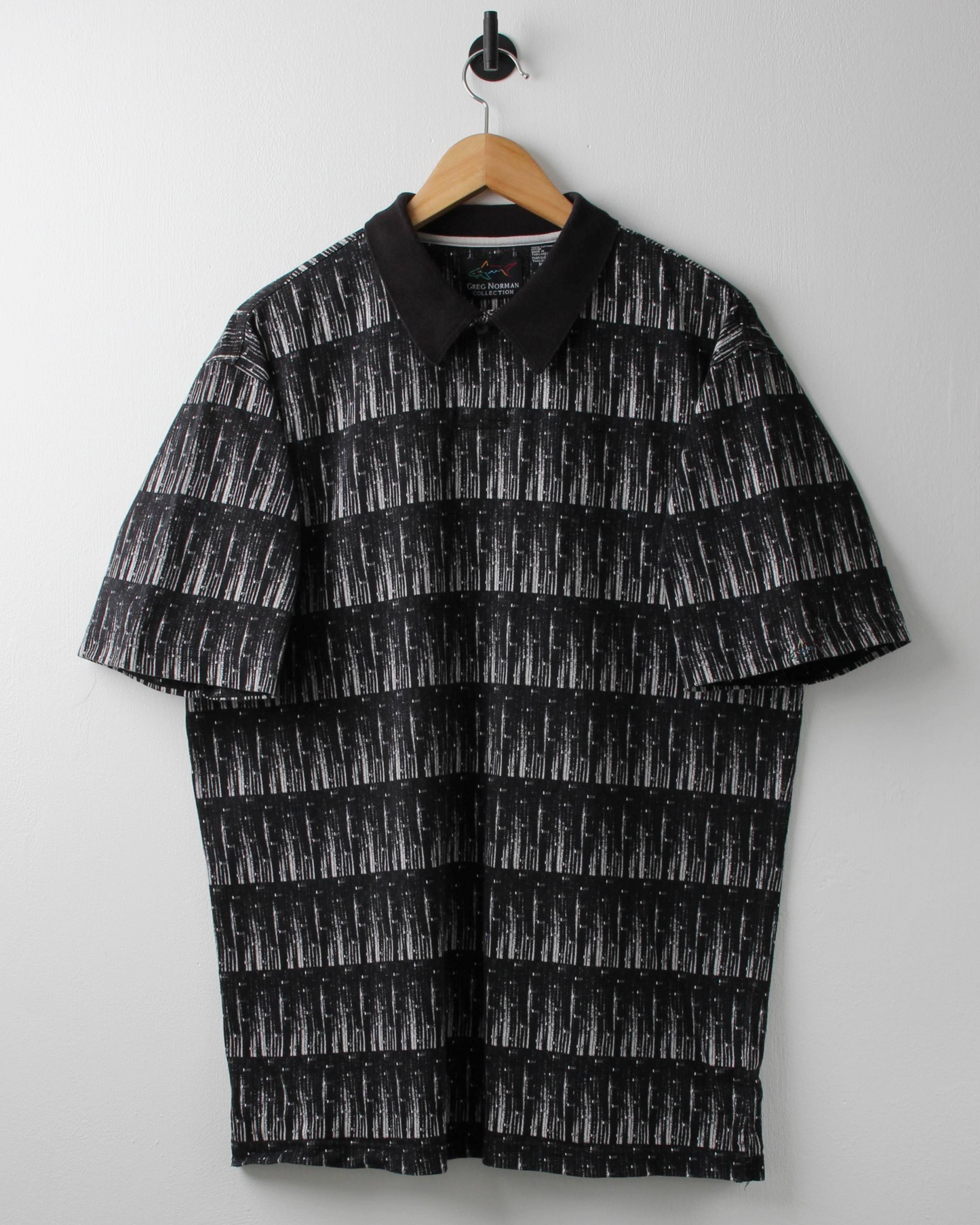 90s Greg Norman Black & White Abstract Polo (M)