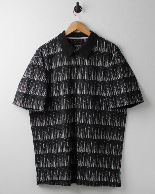 90s Greg Norman Black & White Abstract Polo (M)