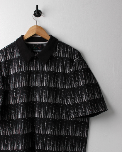 90s Greg Norman Black & White Abstract Polo (M)