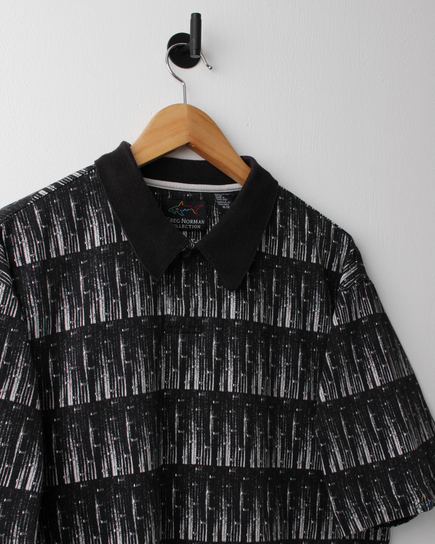 90s Greg Norman Black & White Abstract Polo (M)