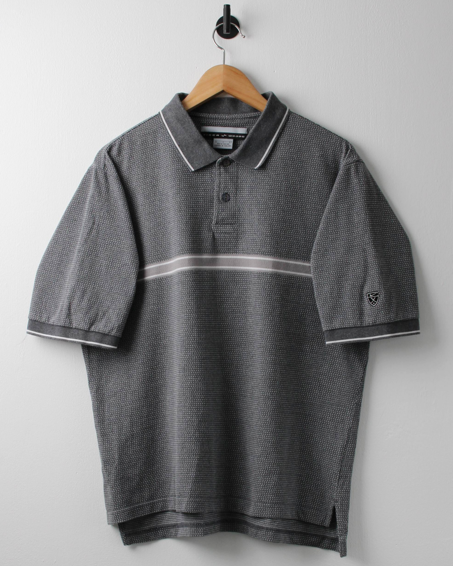 90s Nike Tiger Woods Shield Logo Patterned Polo (M)