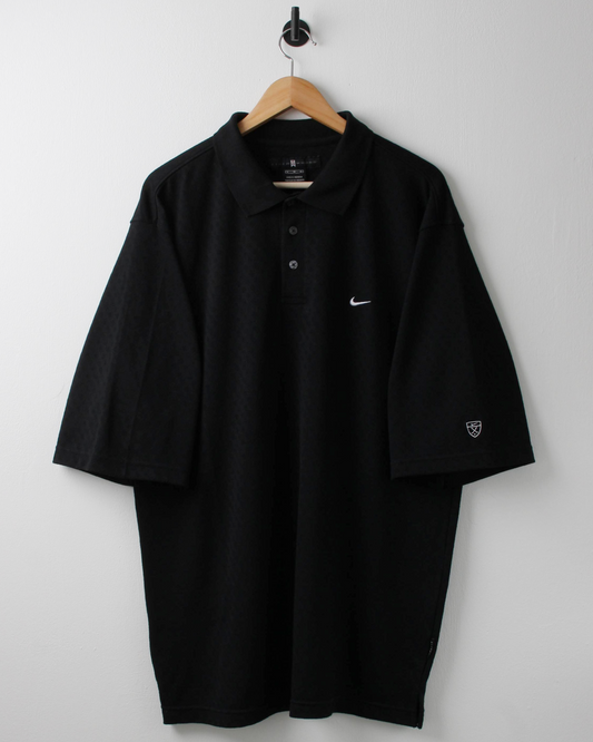 00s Nike Tiger Woods Shield Look Black Textured Polo (XL)