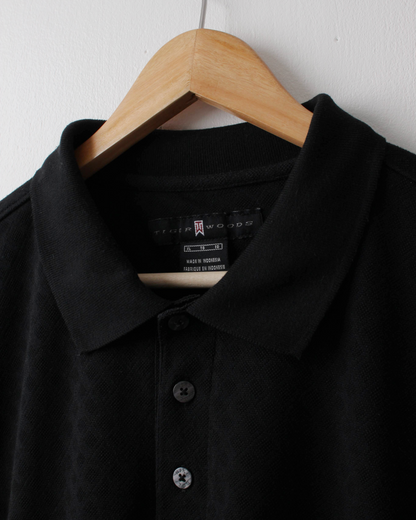 00s Nike Tiger Woods Shield Look Black Textured Polo (XL)