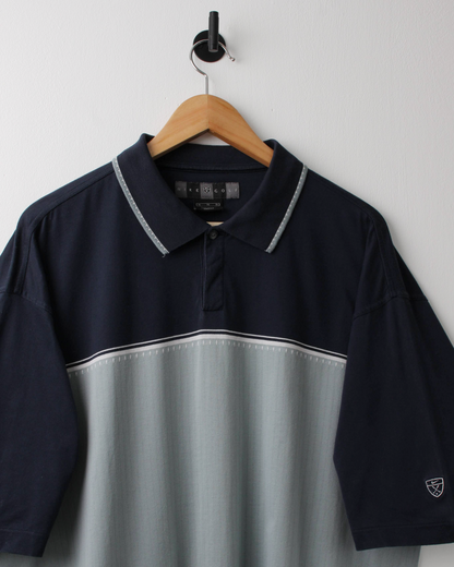 00s Nike Shield Logo Navy & Mint Dual Tone polo (XL)