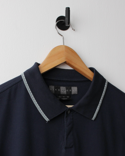 00s Nike Shield Logo Navy & Mint Dual Tone polo (XL)