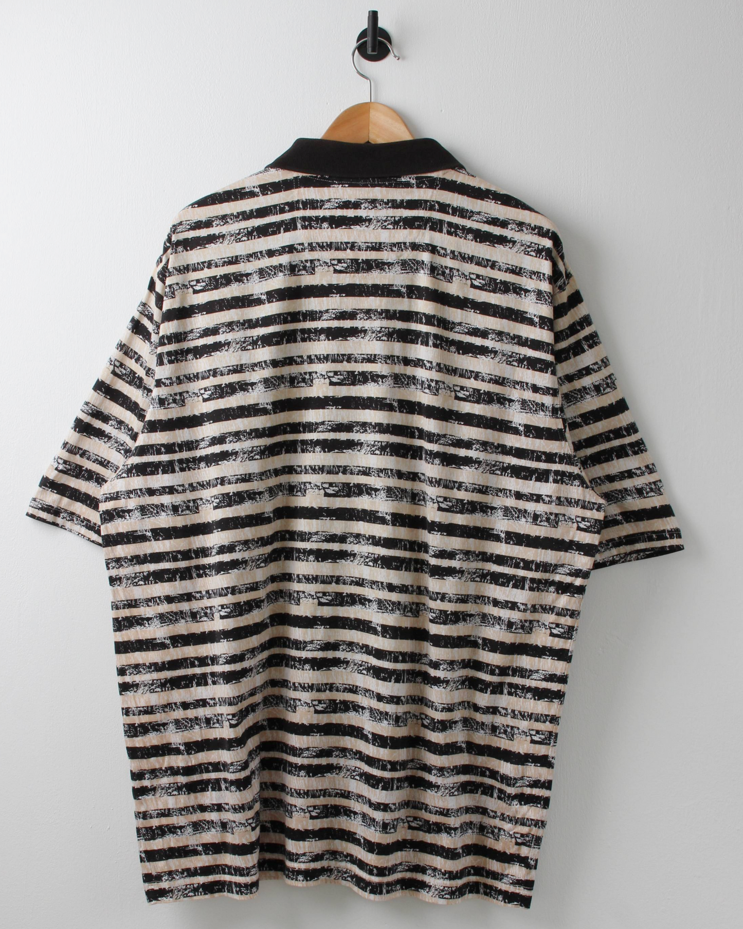 90s Slazenger Bay Oak Black & Beige Stripe Polo (XL)