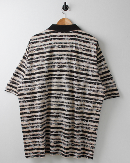 90s Slazenger Bay Oak Black & Beige Stripe Polo (XL)