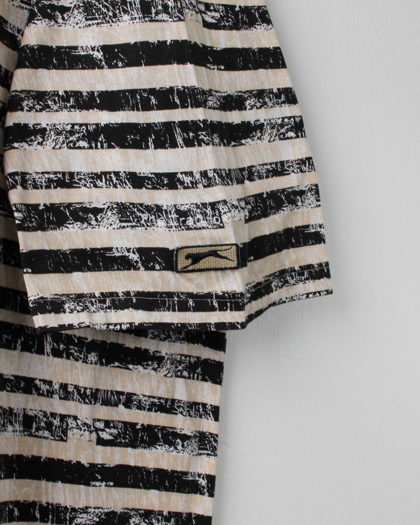 90s Slazenger Bay Oak Black & Beige Stripe Polo (XL)