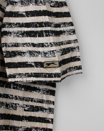 90s Slazenger Bay Oak Black & Beige Stripe Polo (XL)