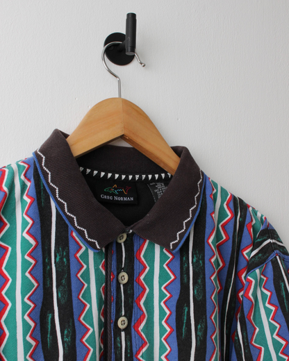 90s Greg Norman Asbtract Stripe Polo (M)