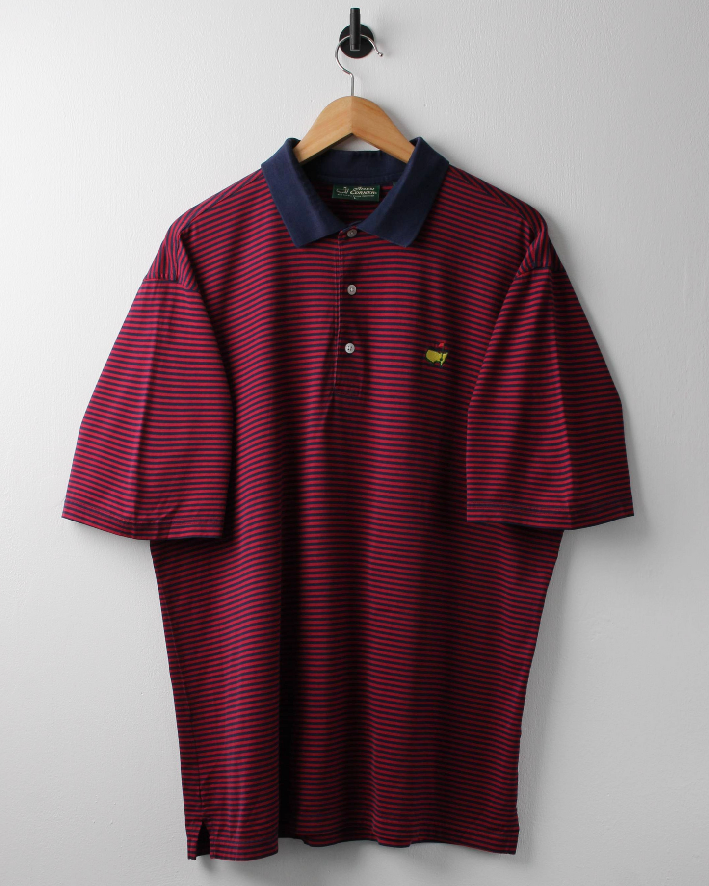 00s Masters Amen Corner Burgundy & Navy Striped Polo (L)
