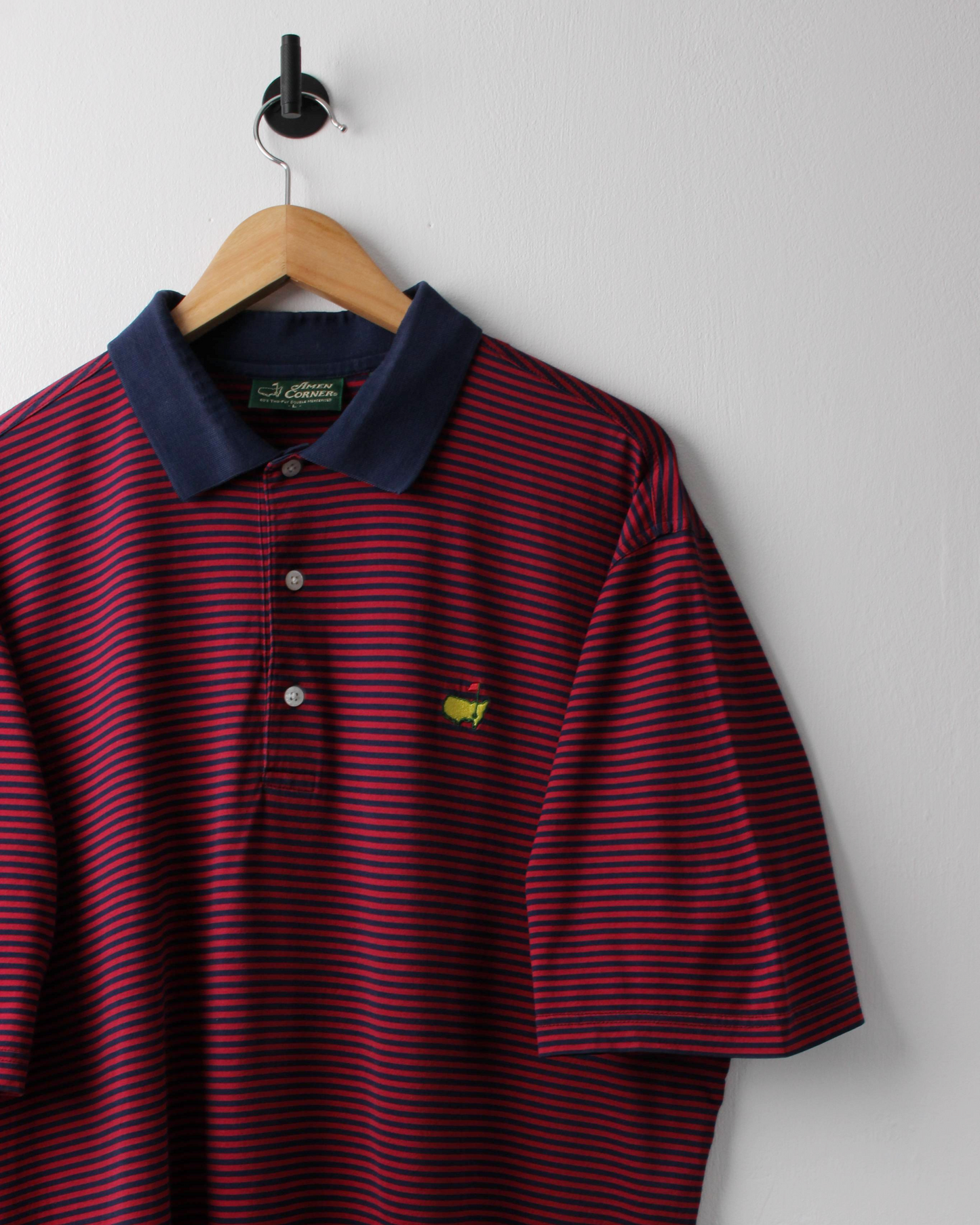 00s Masters Amen Corner Burgundy & Navy Striped Polo (L)