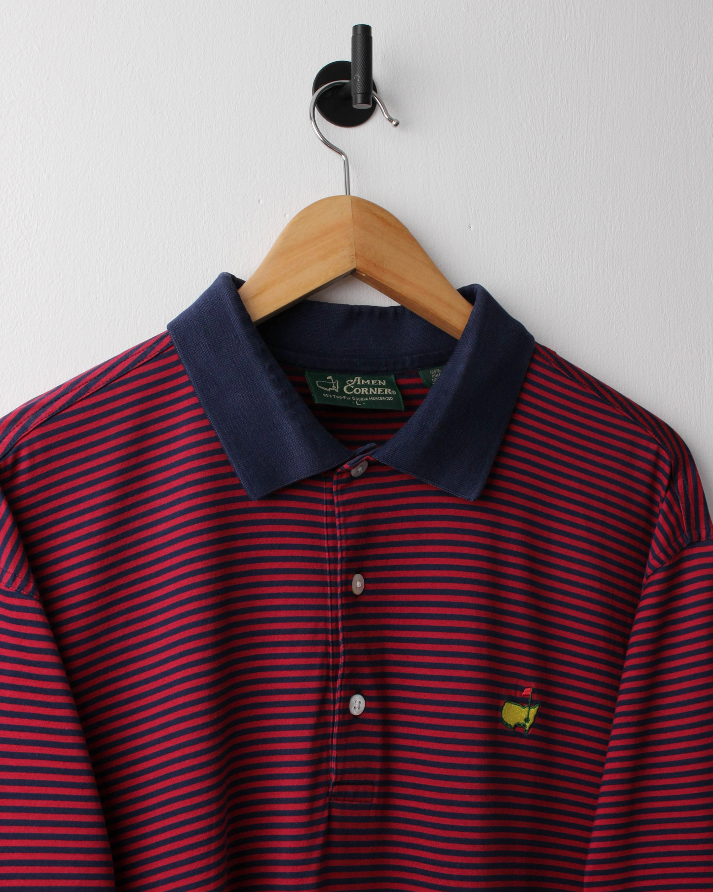 00s Masters Amen Corner Burgundy & Navy Striped Polo (L)
