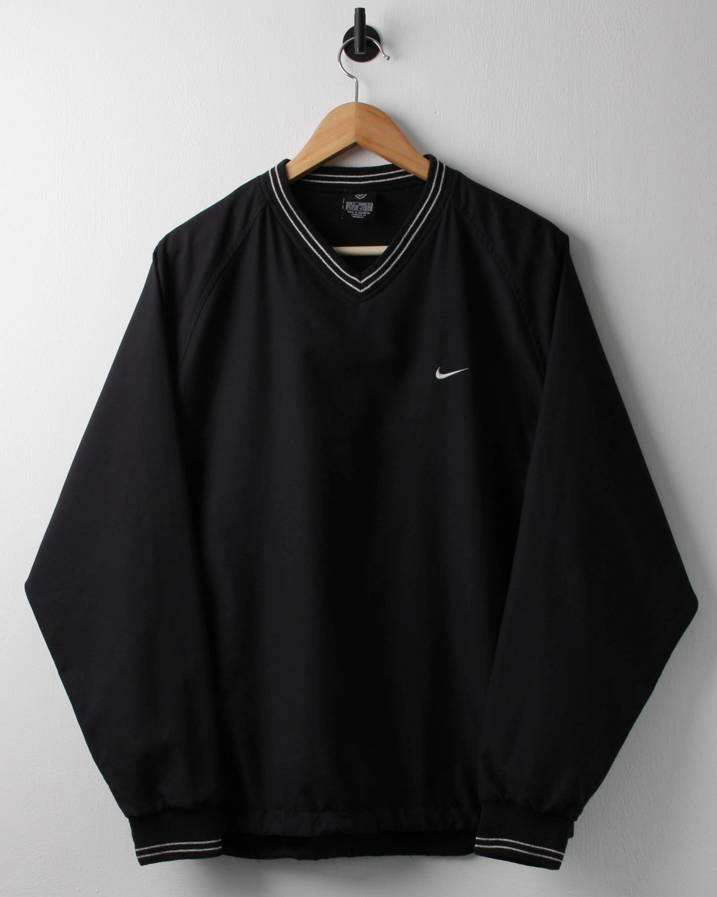 00s Nike Black & White V-Neck Windbreaker (S)