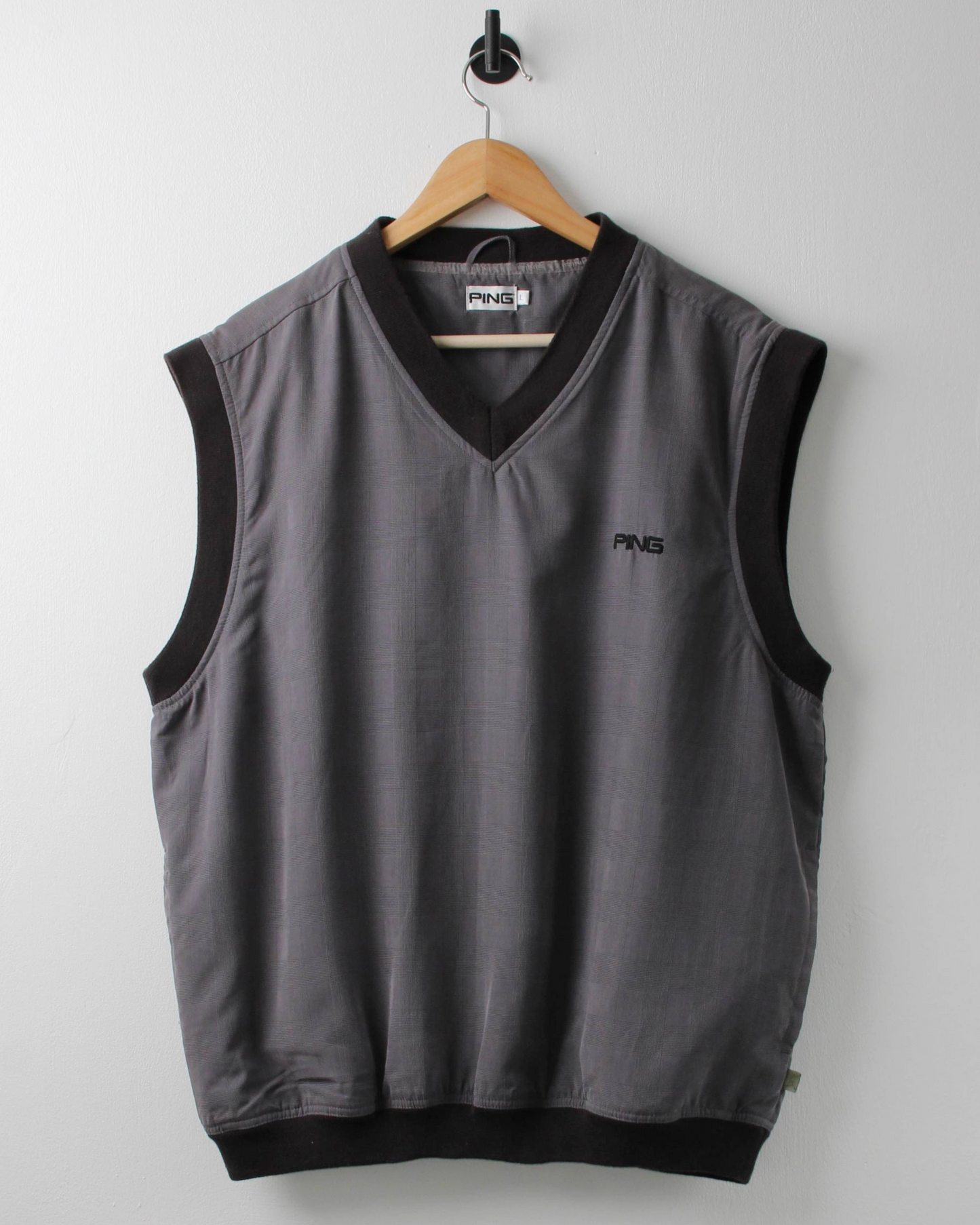 00s Ping Grey Patterned Windbreaker Golf Vest (M)
