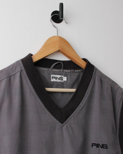 00s Ping Grey Patterned Windbreaker Golf Vest (M)