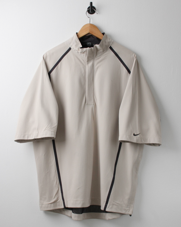 00s Nike Cream & Black Short Sleeve Windbreaker (XL)