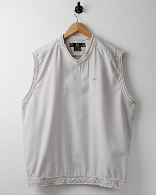 00s Nike Shield Logo White Windbreaker Golf Vest (L)