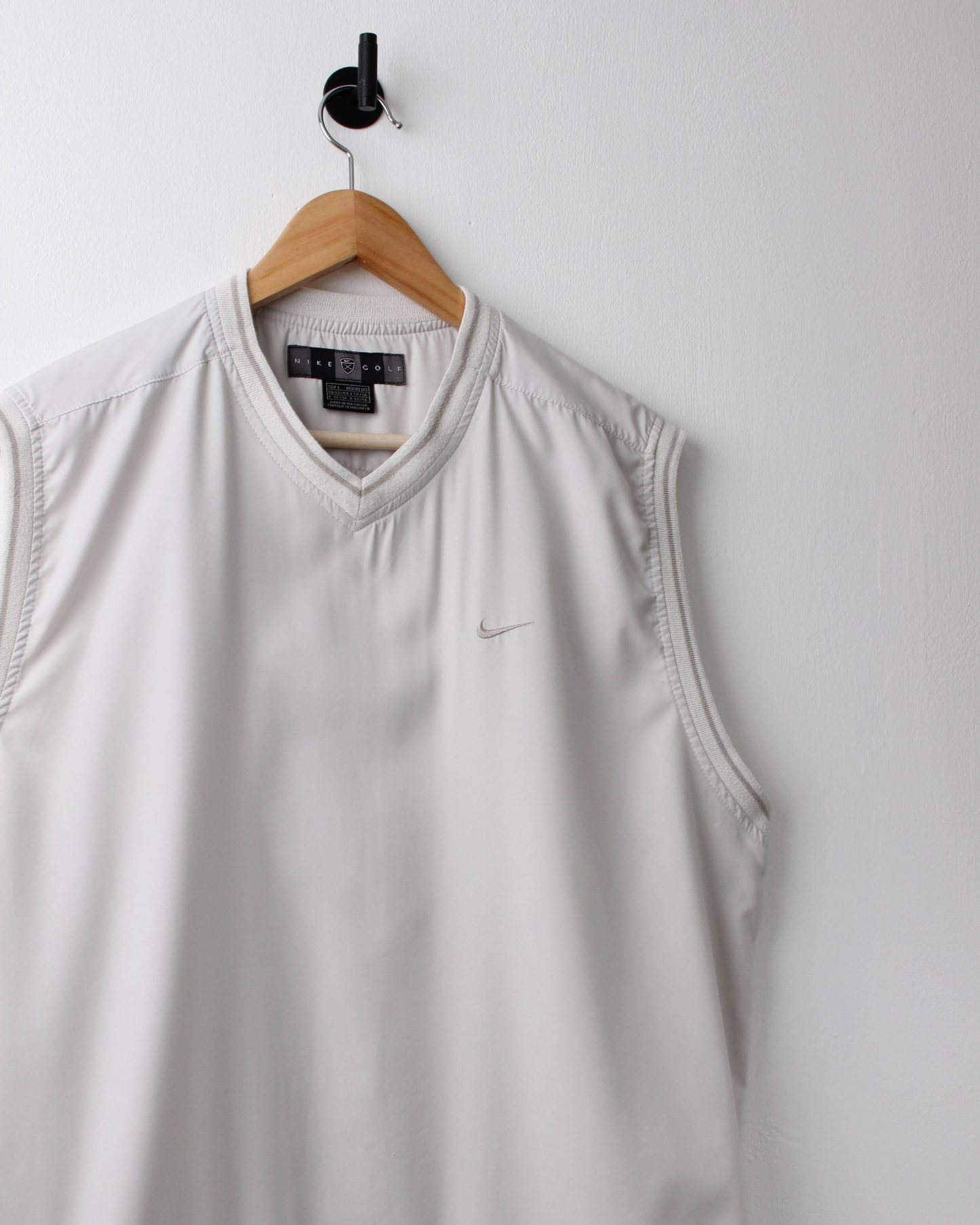00s Nike Shield Logo White Windbreaker Golf Vest (L)