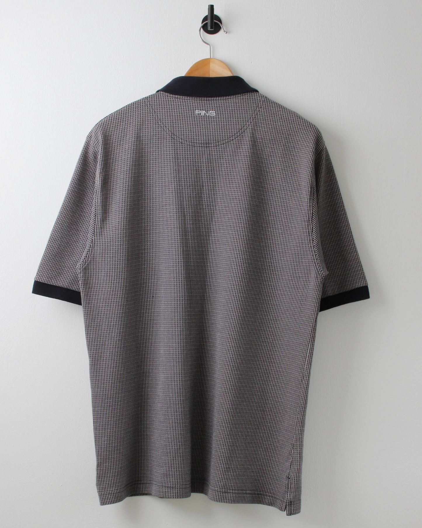 00s Ping Black & Stone Micro Check Polo (M)