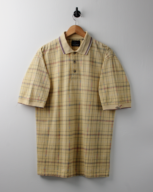 90s Greg Norman Yellow Chequered Polo (L)